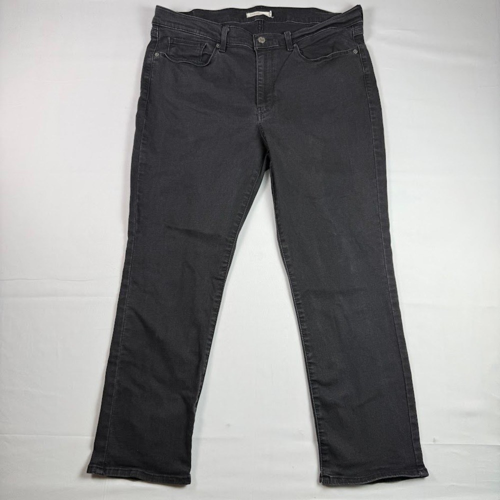 Levis Straight Leg Jeans Womens 18S Black Stretch Denim Pants Mid Rise